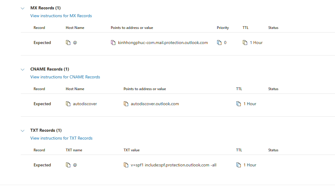 Thêm MX vào DNS để gửi nhận mail outlook