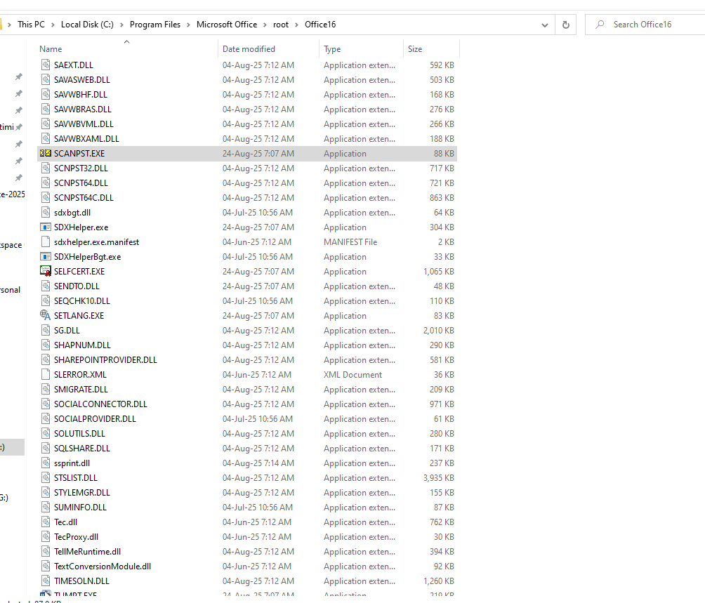 Cách tìm file Scan sửa lỗi pst outlook