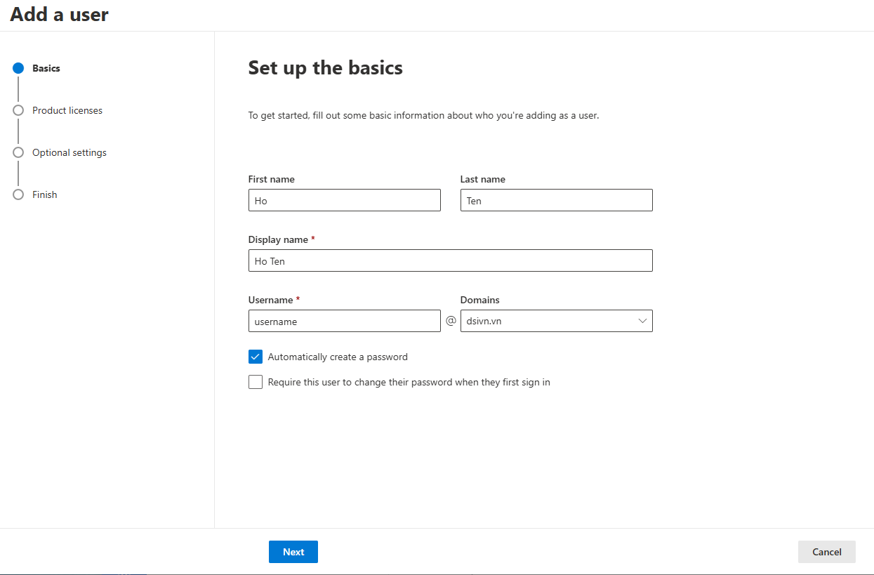 Thêm người dùng Microsoft 365